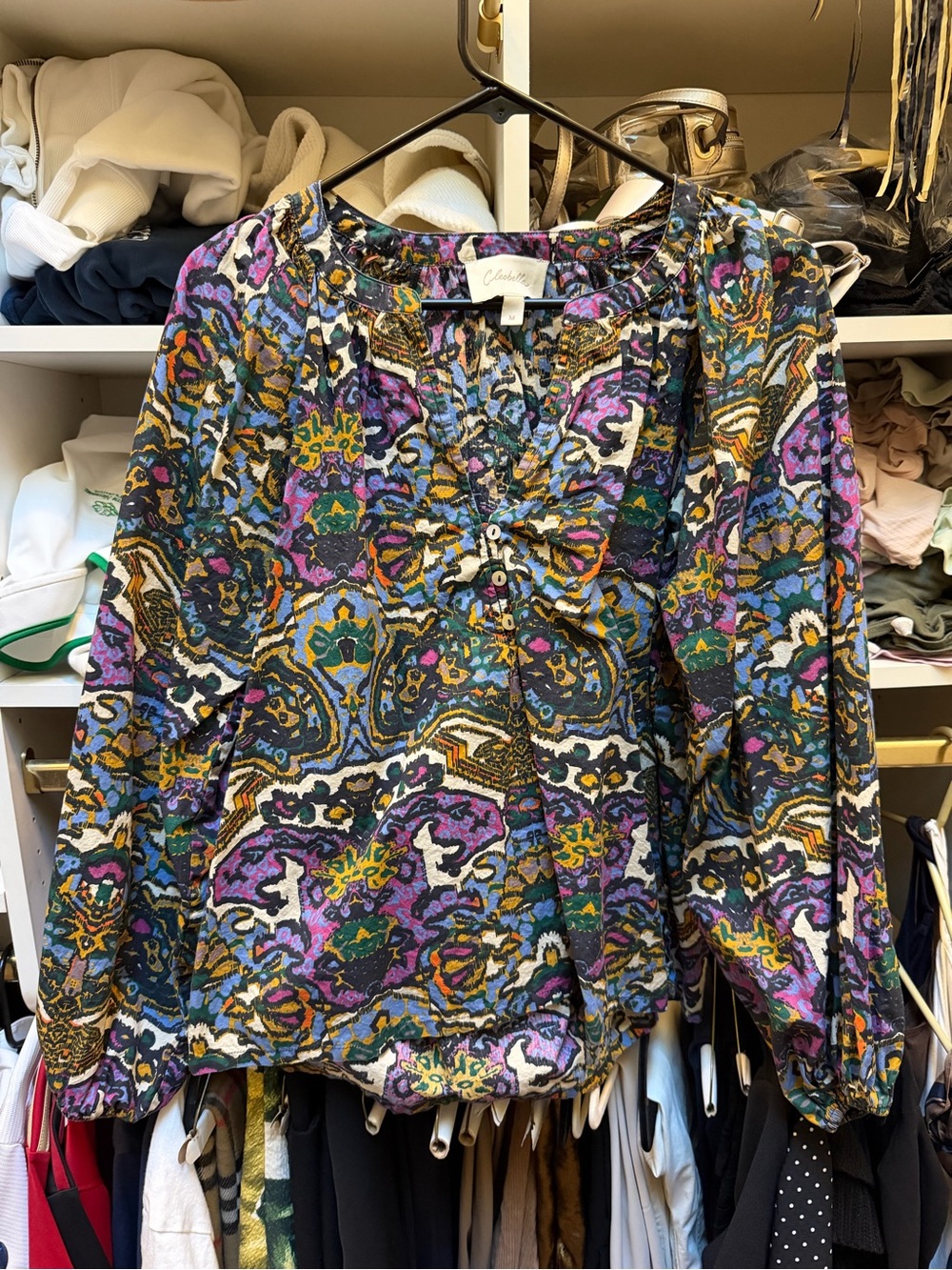 Cleobella Multicolor Paisley-Print Long Sleeve Blouse